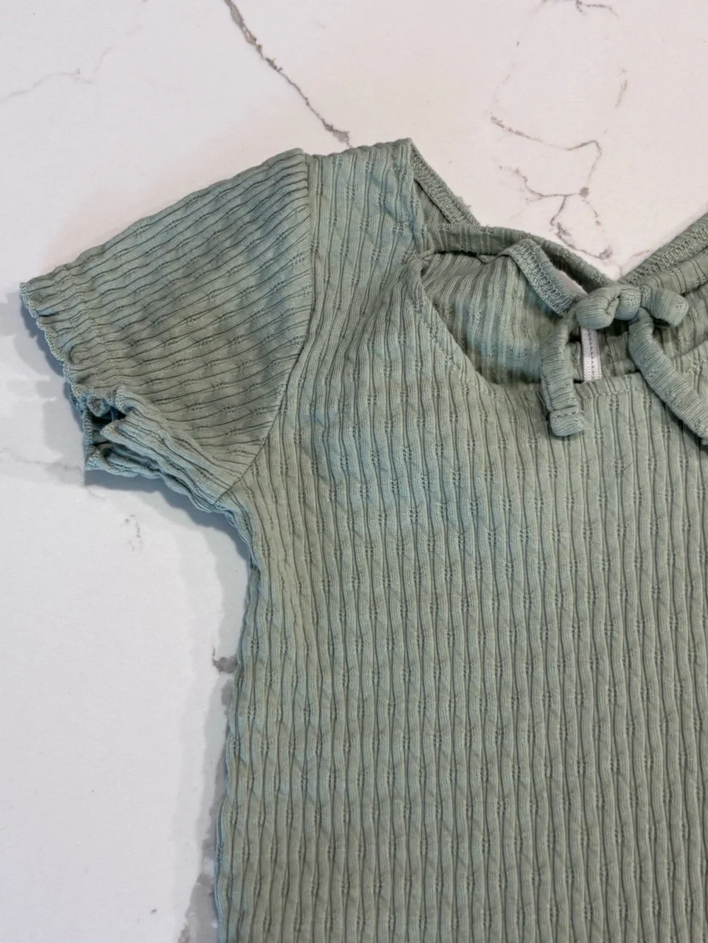 OshKosh B’Gosh Light Sage Ribbed Short Sleeve Summer Casual Top Toddler Girls 3T